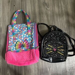 2 toy bags for little girls black kitty backpack pink butterfly toy bag